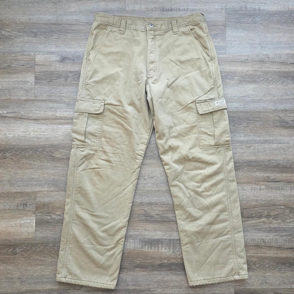 Wrangler Authentics Mens Fleece Lined Cargo Pants Khaki 36x32 70FLWBH